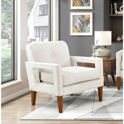 Mobilier de salon 2 pièces au design moderne, tissu chenille beige, ressorts ensachés et pieds en noyer massif, sièges réversibles, capacité de 300 lb, rembourré pour la chambre, siège amovible