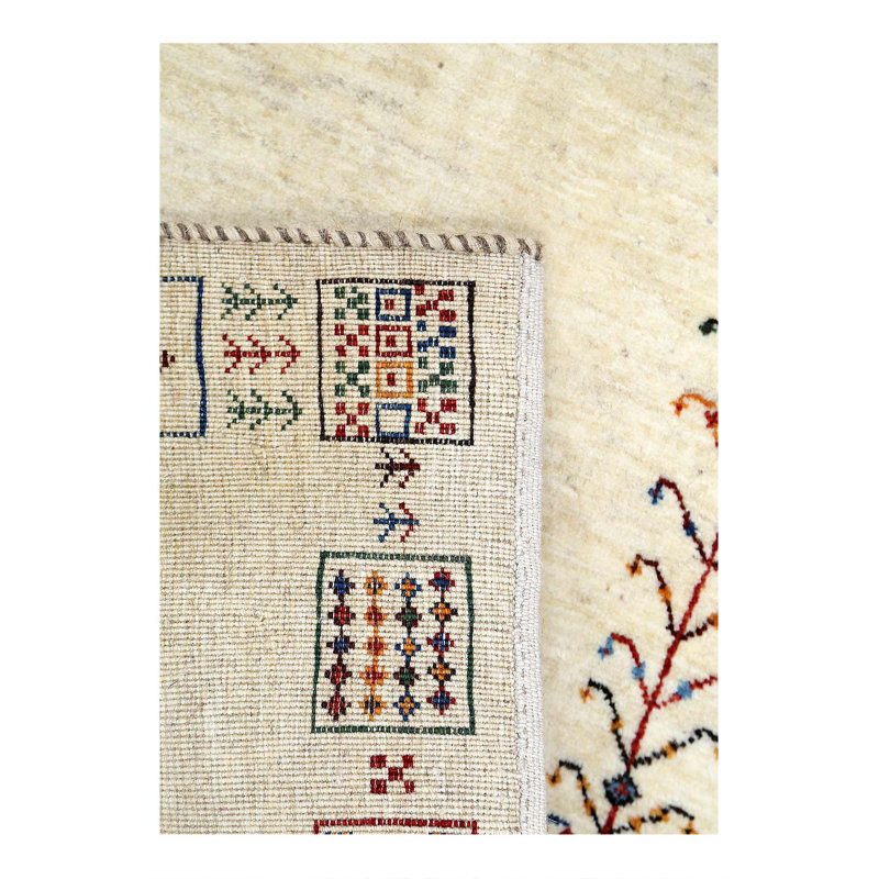 Ivory Hand Knotted Persian gabbeh Rug 2'X 3'1"