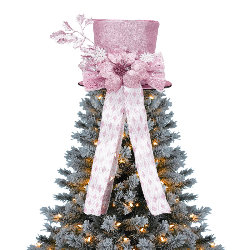 Décoration d'arbre de Noël scintillante scintillante en forme de chef d'arbre de Noël, Rose