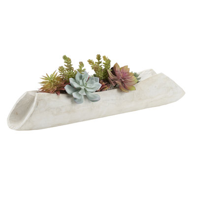 12'' Faux Plant in Solid Wood Planter