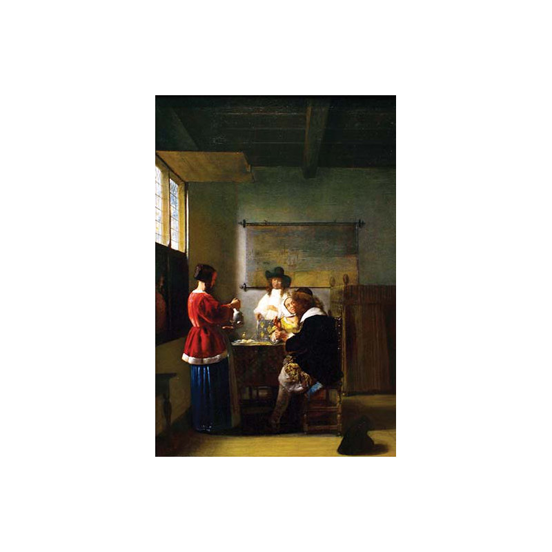 « the visit » par pieter de hooch-impression, H 36 po x l 24 po x P 1,5 po