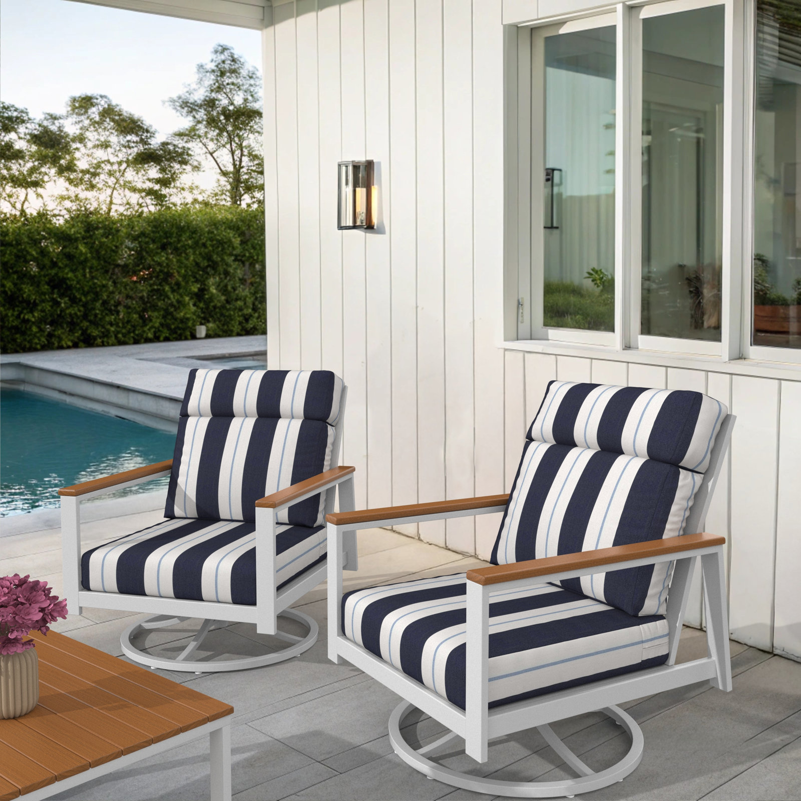 Townsend Sunbrella® Swivel Patio Lounge Chair, Brown