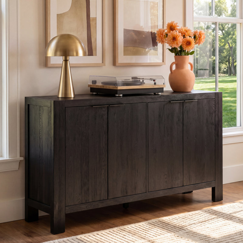 Block 72'' Solid Wood Sideboard, Black