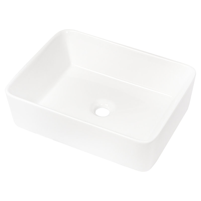 Lavabo pour salle de bain rectangulaire en céramique 19 po x 15 po - élégant et charmant avec une faible teinture d'absorption d'eau - caractéristique de surface résistante aux taches