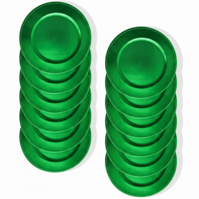 Plat de service perlé vert émeraude 13 po 
