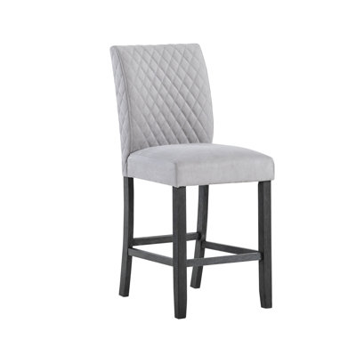 De 2 sièges de chaise rembourrés en tissu gris Jasmine, pieds en bloc, hauteur de bras de 22 po, finition en microsuède, motif géométrique, repas décontracté pour 2 personnes, coussins de siège,