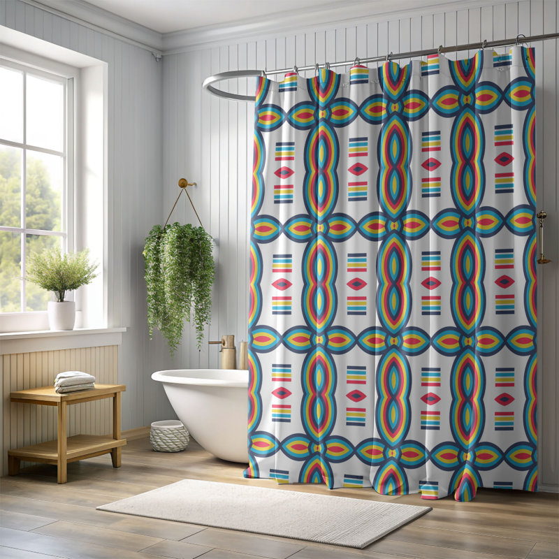 Bleu jaune - Rideau de douche Premium, H 74 po x l 71 po