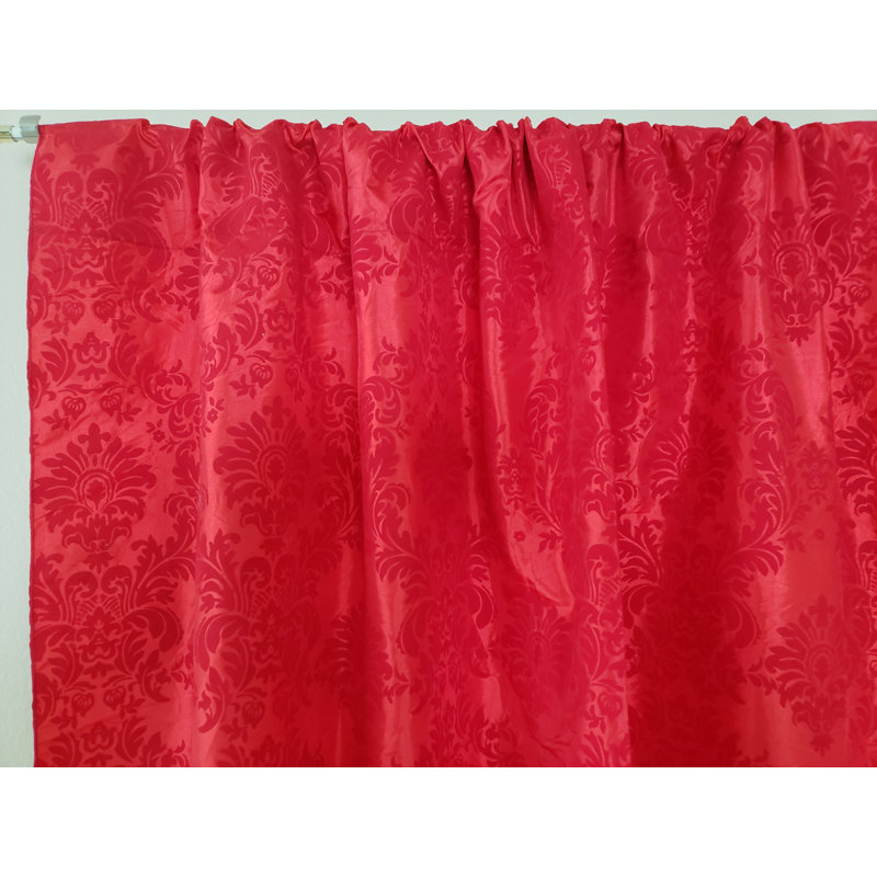 Amboy Semi Sheer Curtain Single Panel, Red, 56" W x 84" L