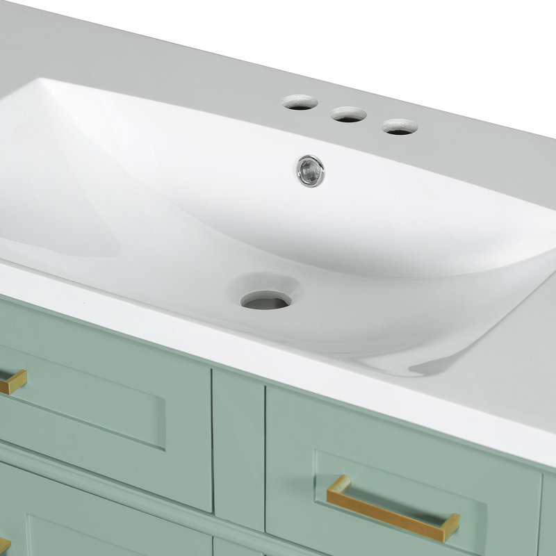 Bathroom Vanity with Resin Sink, Green, 36"
