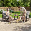 Ensemble de conversation avec chaise berçante pivotante en aluminium 3 pièces avec coussins et table d'appoint-501328069