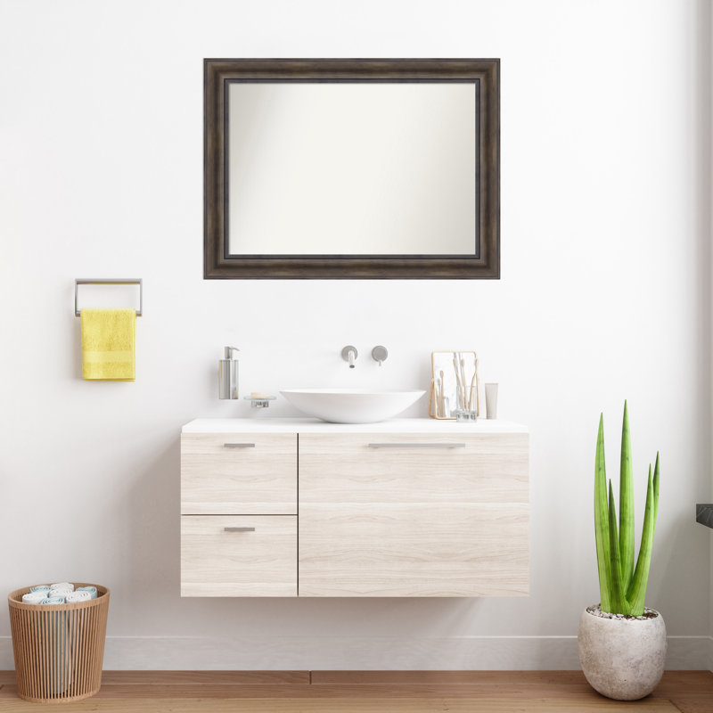 Miroir mural en bois massif Bostynn, Rectangle, H 26,5 po x l 35,5 po