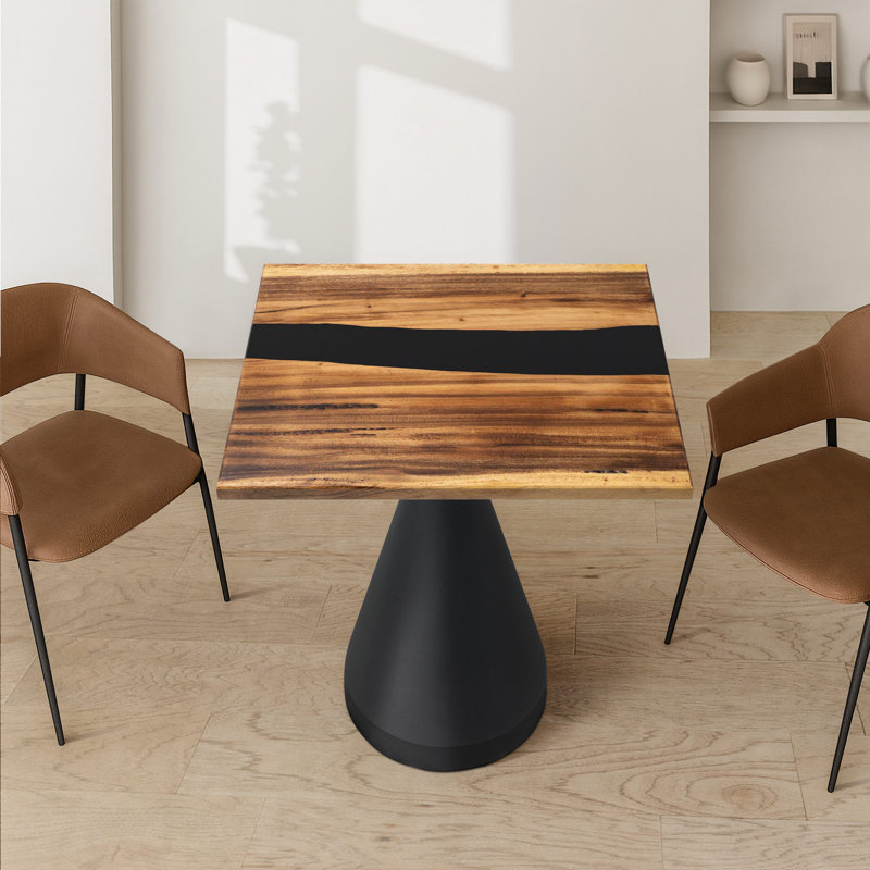 Square Black Epoxy River Table Top 23" Diameter, 23" L x 23" W x 1.7" H