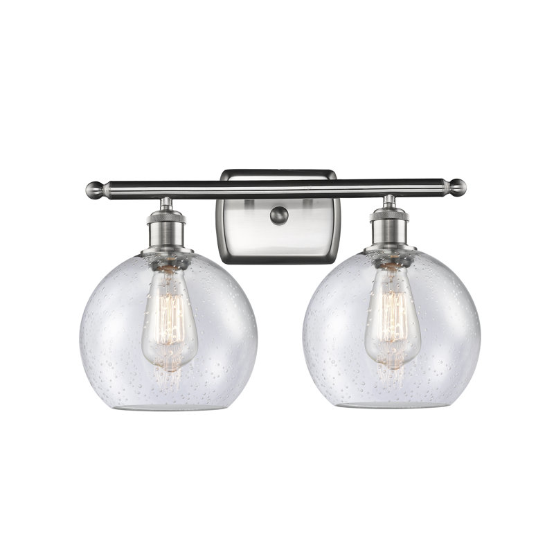 Éclairage de salle de bain à intensité variable à 2 lumières Baptista, Blanc mat à bulles, Nickel satiné brossé