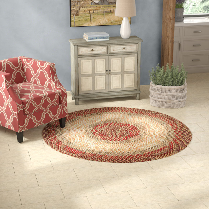 Tapis rouge tressé à la main Deserie, Rond 6 pi