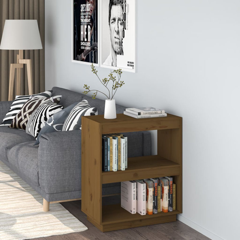 Latitude Run® Book Cabinet/Room Divider Black 15.7"X13.8"X53.1" Solid Wood Pine, Brun