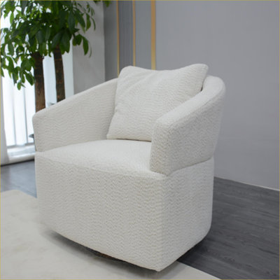 Accent Sofas | Modern 360° Swivel High Back Chair, for Living Room Bedroom Small Spaces | Beige | Fabric