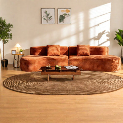 Compression Curved Sofas, Corduroy 108.6 Inch Modern Living Room Office