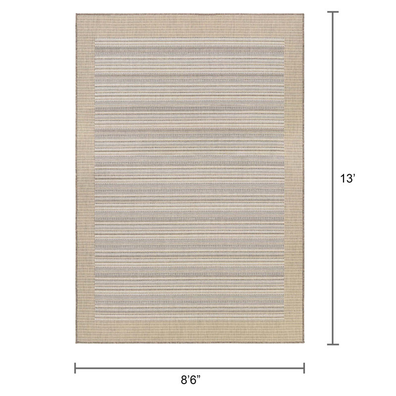 Tapis ivoire naturel à rayures Veun, Rectangle 8 pi 6 po x 13 pi