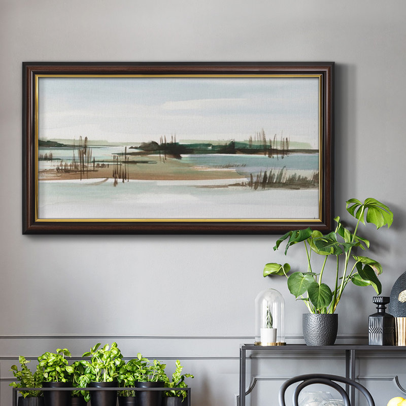 Marsh Reeds I - Peinture sur toile à cadre unique, H 25 po x l 45 po x P 1 po
