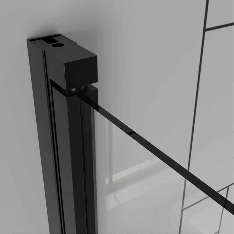 32"X 72" Pivot Bifold Frameless Glass Shower Door 1/4 Inch (6Mm) Tempered Clear Glass Swing Shower Panel In Black Finish, Reversible Installation