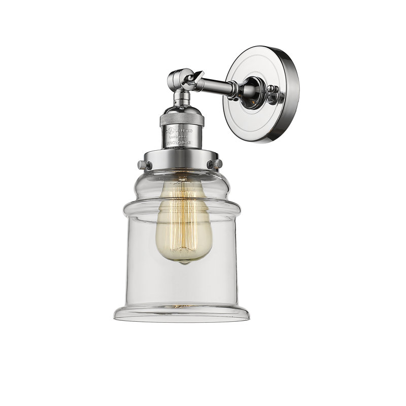 Galaviz Armed Sconce, Polished Chrome, Clear