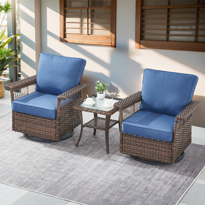 3 Piece Rattan Seating Group With Cushions