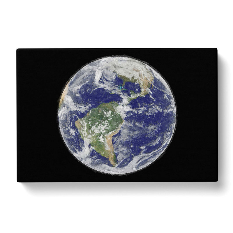 View Of The Americas Of Planet Earth - Wrapped Canvas Painting, 50cm H x 76cm W x 3cm D