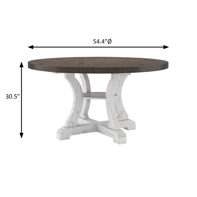 54.4" W Rustic Round Dining Table, Gray, Gray