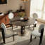 Table de salle à manger de 39 po de style table ronde noire 39 po, style campagne française, plateau de table en bois massif, base de piédestal stable, 4 sièges noirs, style rustique et rétro, matériau en fer, sièges confortables-299012477