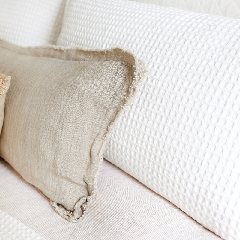 Zuma Cream/Charcoal/Natural/Mist Cotton Piece Sham, Cream, King