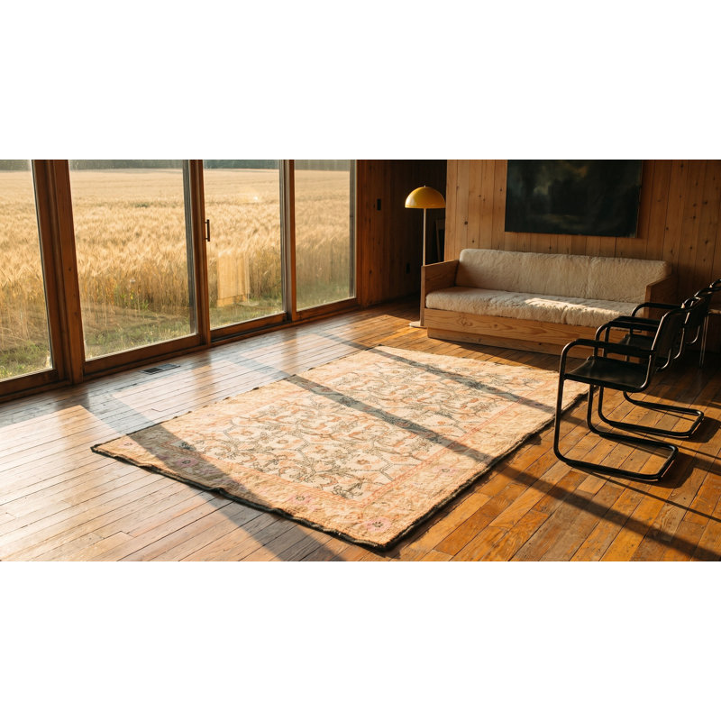Allover Geometric Antique Indian Hand Knotted Cotton Pile Agra Rug