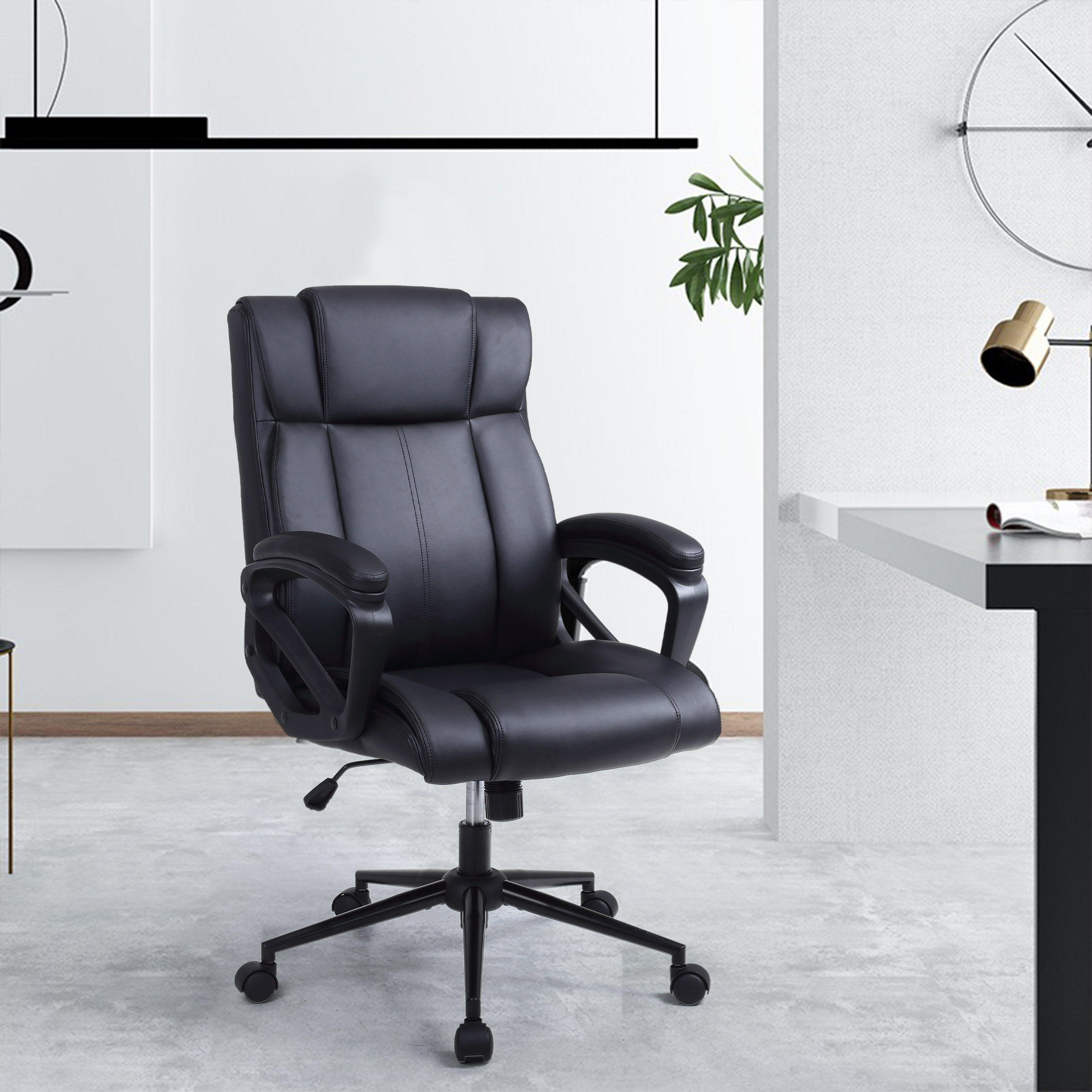 Ebern Designs Augustyne Faux Leather Executive Chair Home Office Desk ...