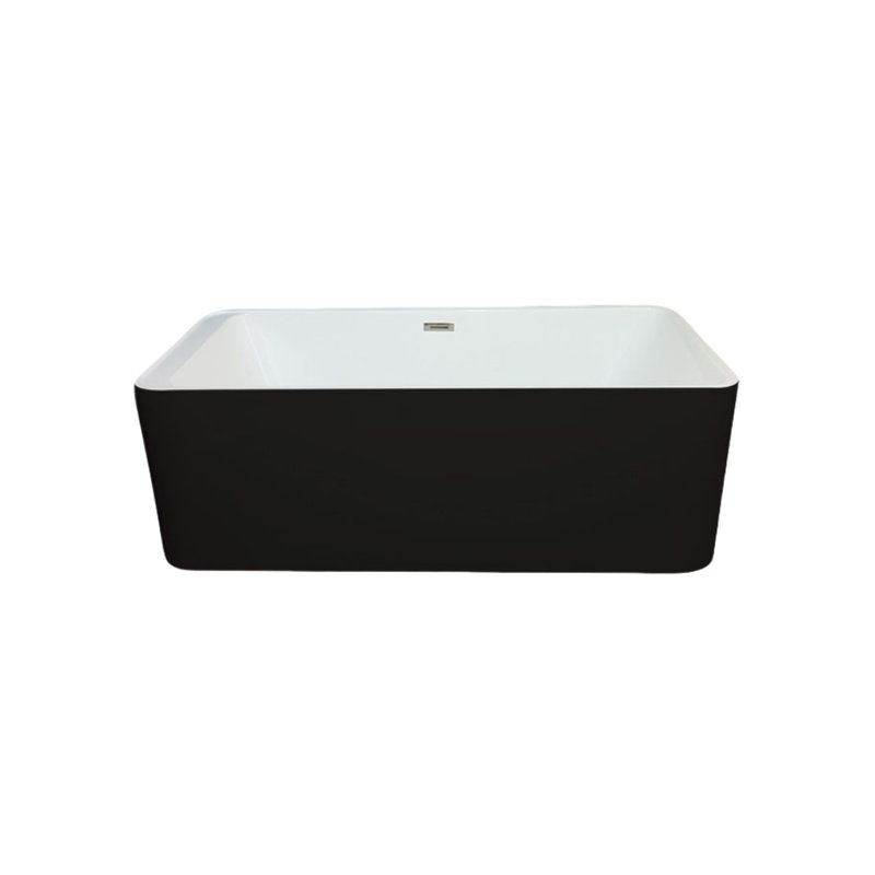 63'' W 23.2'' H Frameless Rectangle Tub & Shower Kit, Black