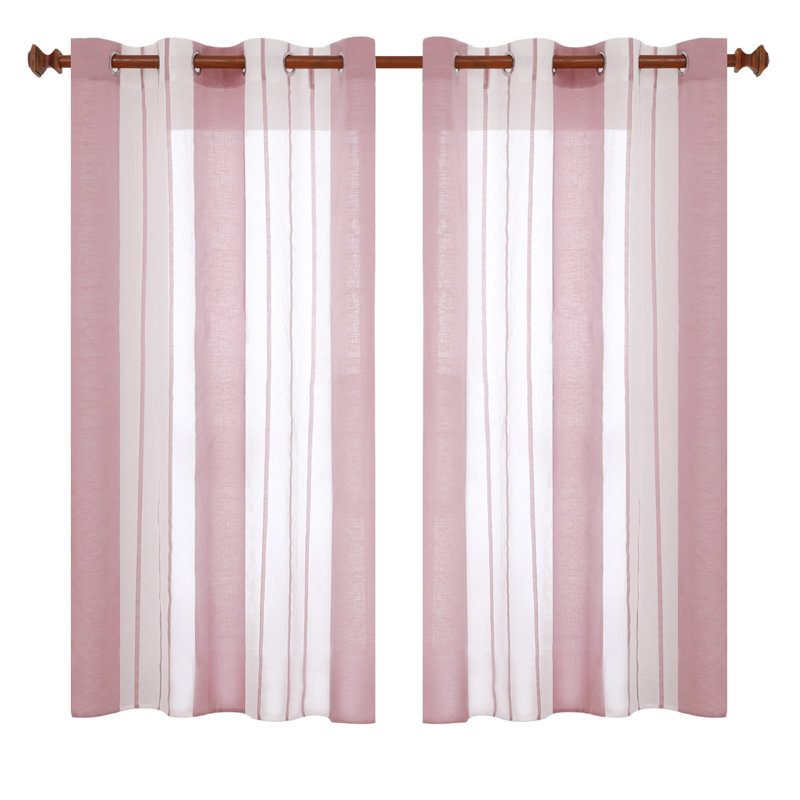 Dearious Sheer Curtain Pair, Purple Red, Width 140 x Drop 138 cm