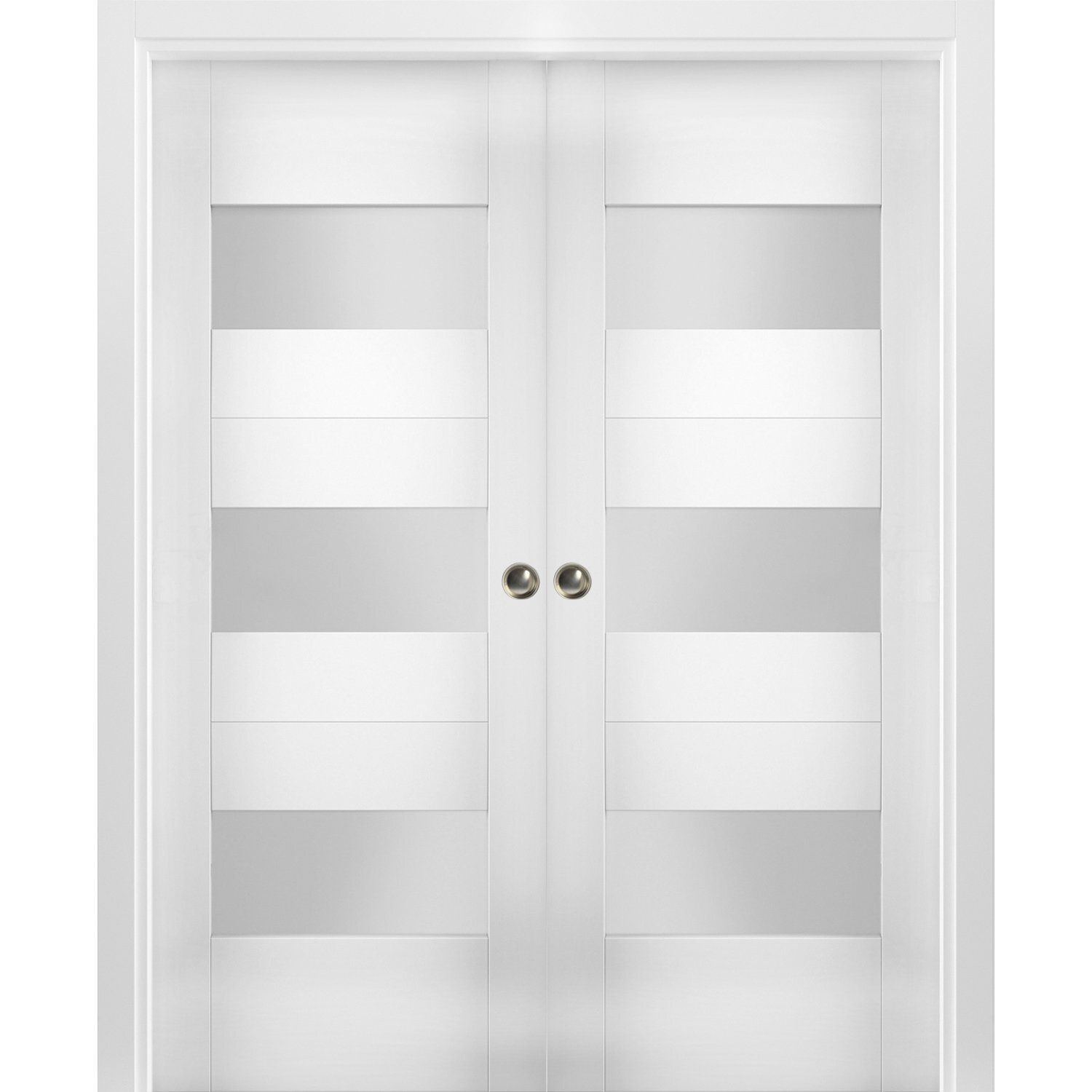 VDomDoors Sete Frosted Glass Sliding Closet White Doors | Wayfair