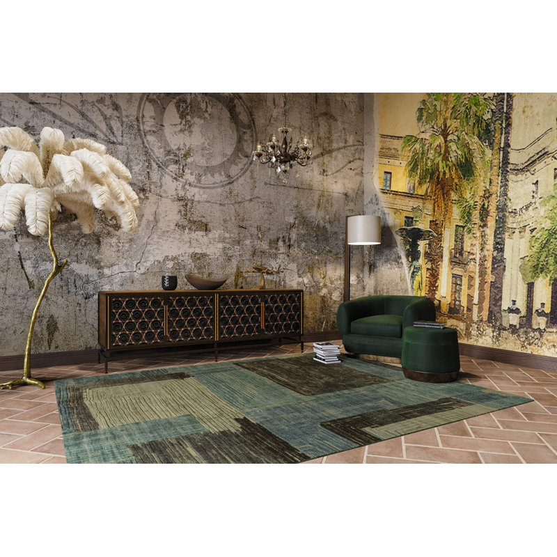 Tessellate Wool Abstract Area Rug, Rectangle 2' x 3'