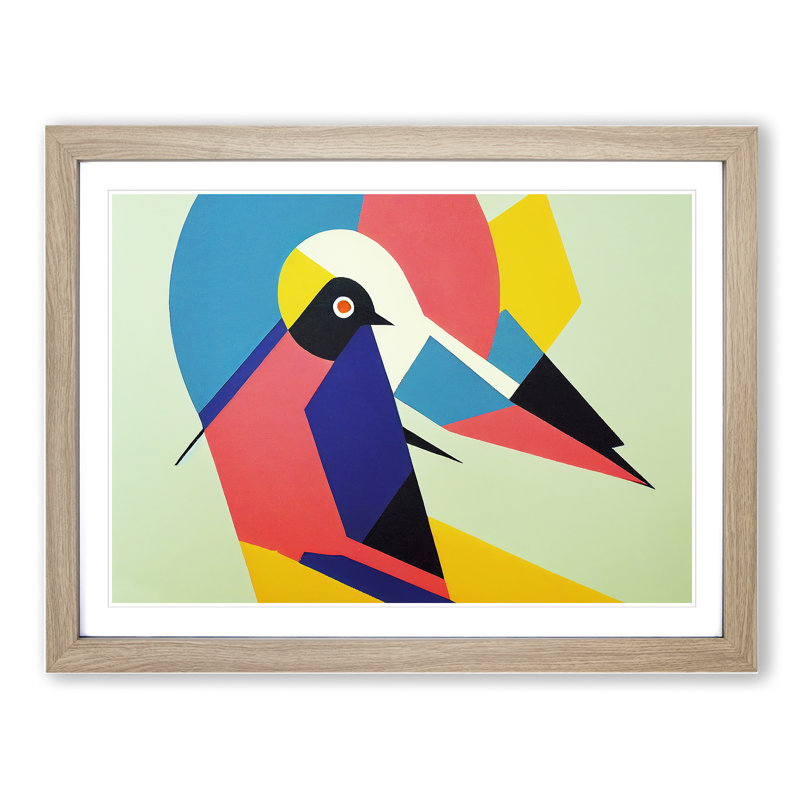 Abstract Pigeon Bird Vol.5 - Framed Print, 46cm H x 64cm W x 2cm D, Oak