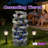 Rock Waterfall Outdoor Fountain With Led Lights, Tiered Cascading Stone Garden Fountain, Outdoor Décor For Patio Lawn Backyard
