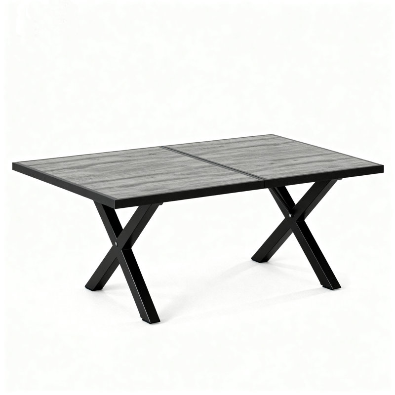 Table de salle à manger d'extérieur 63 po en aluminium 63 po pour 6 personnes, Noir