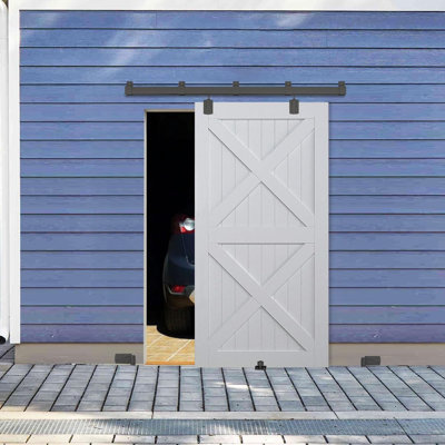 Fit 8 FT Exterior Door Opening Barn Door Hardware Kit