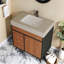 Meuble-lavabo et lavabo modernes avec plateau en faux marbre, rangement spacieux