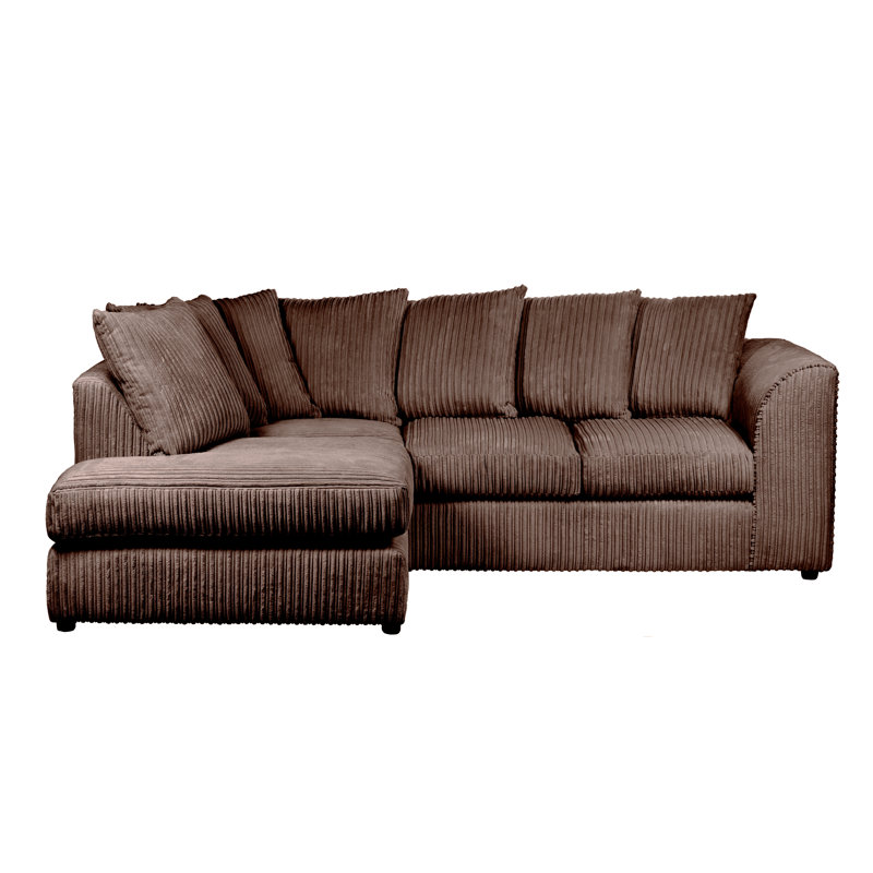 Moana 3 Seater Corduroy Corner Sofa , Left Hand Facing, Chocolate