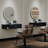 Thame Wall Mount Salon Station, Beauty Salon Stations Equipment with Drawer, Hair Salon Station Cabinet with Side Open Space, Stylist Salon Stations Storage Cabinets with 3 Hair Dryer Holes-1275321955