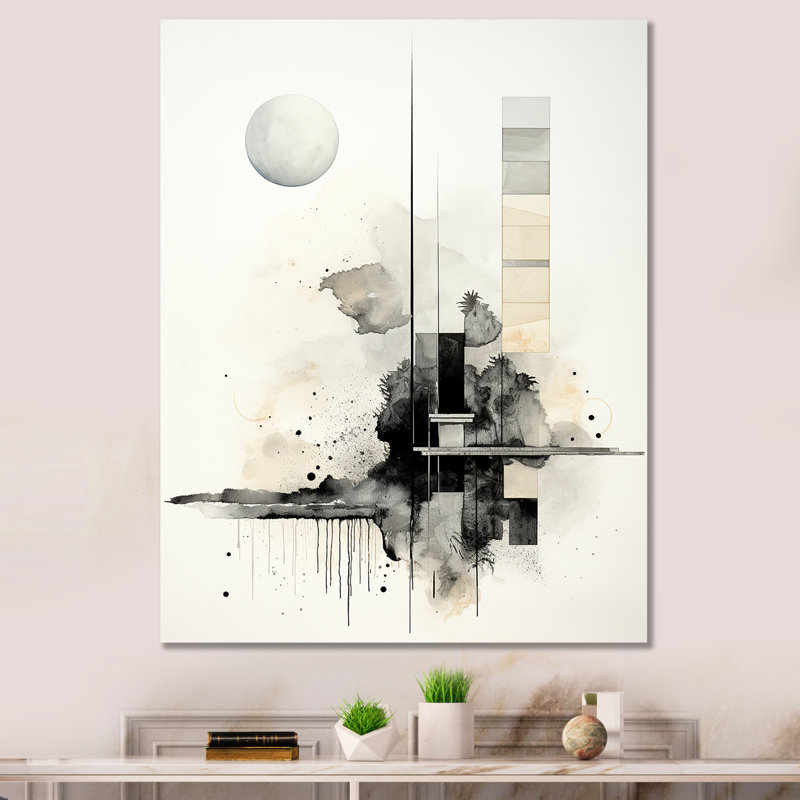 Monochre Mirage Lansdcape 2 - Paysage abstrait, art mural, Toile tendue, H 32 po x l 16 po