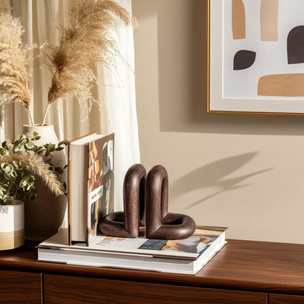 Zeppelin Wood Office Bookends, Dark Brown