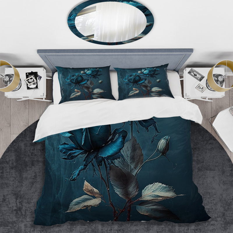 Ensemble de housse de couette en microfibre / polyester Rose Blue and White II Bedding