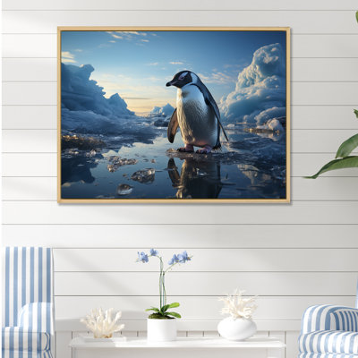 «Penguin Elegance In Snow I», reproduction d'art sur toile