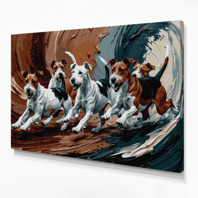 «Dogs Smooth Fox Terrier», art mural sur toile brune