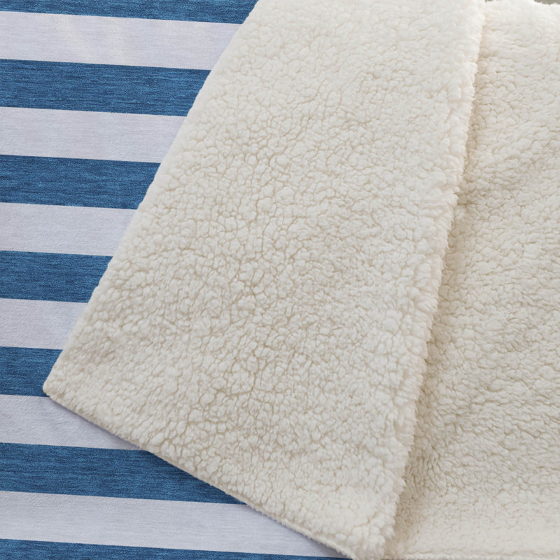 Jeté en sherpa Addison, Rayures bleu marine