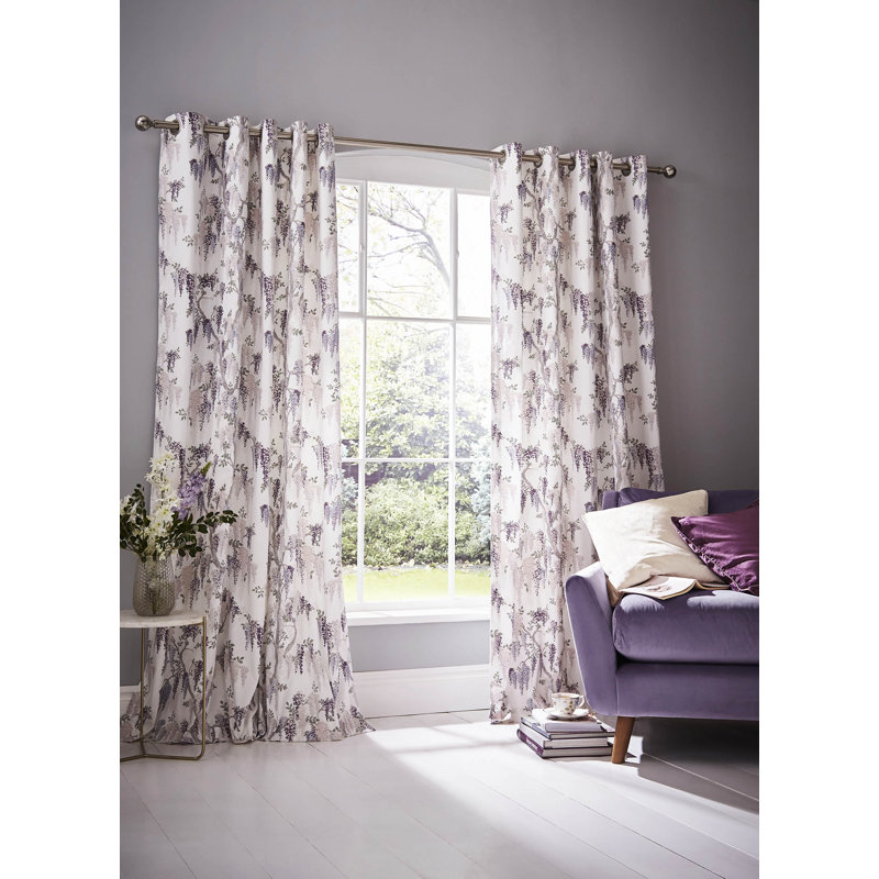 Wisteria Cotton Semi Sheer Curtain Pair